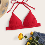 Rojo / L Top bikini triángulo halter