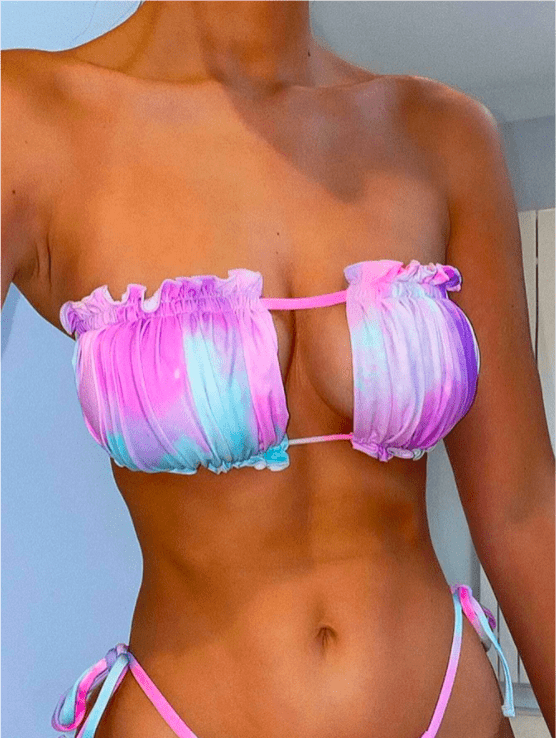 Multicolor / S Tops bikini Acaracolado Liso Negro Sexy