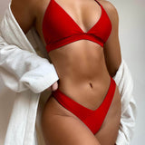 Rojo / S Vestido de baño bikini bragas triángulo