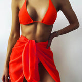Vestido de baño bikini con cordón lateral triángulo con falda playera