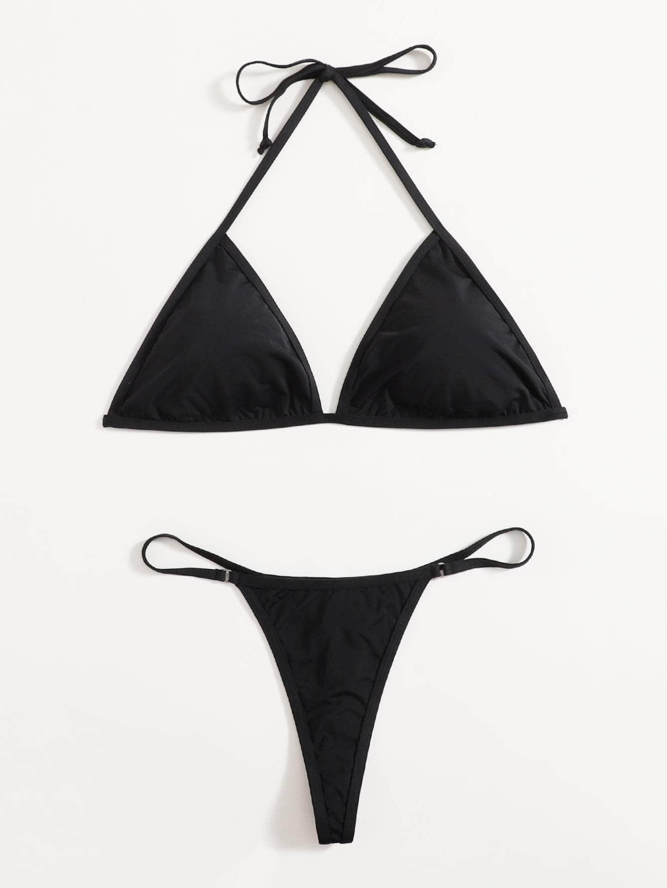 Negro / XS Vestido de baño bikini tanga triángulo halter
