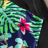 Vestido de baño una pieza con cremallera delantera tropical floral