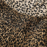 Multicolor / L Vestido de tirantes de leopardo ribete fruncido de hombro con cordón