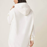 Blanco / S Vestido sudadera con buzos con capucha con cordón de hombros caídos
